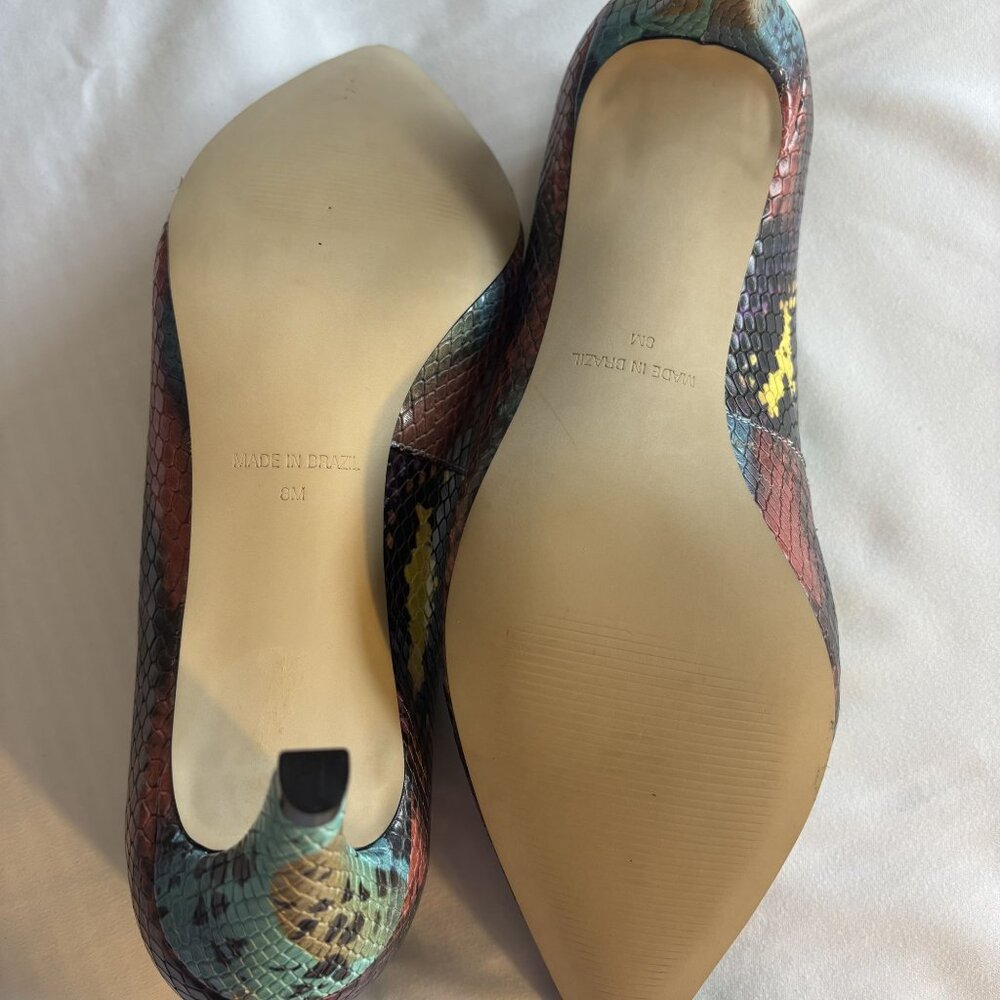 Walking Cradles Snake Print High Heels Womens Size 8M Multicolor Leather Pointed - Picture 4 of 9